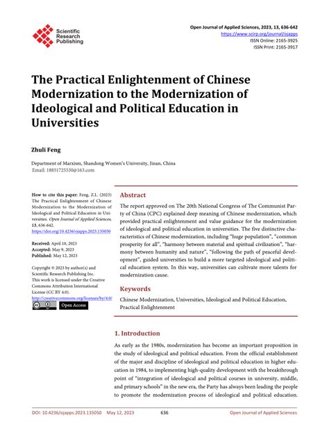 Pdf The Practical Enlightenment Of Chinese Modernization To The