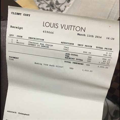 Images Of Louis Vuitton Receipts Paul Smith