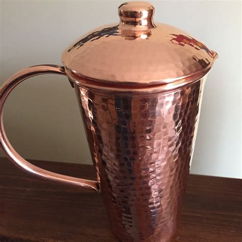 Hammered Copper Pitcher With Lid 125l Capacity 100 Pure Copper