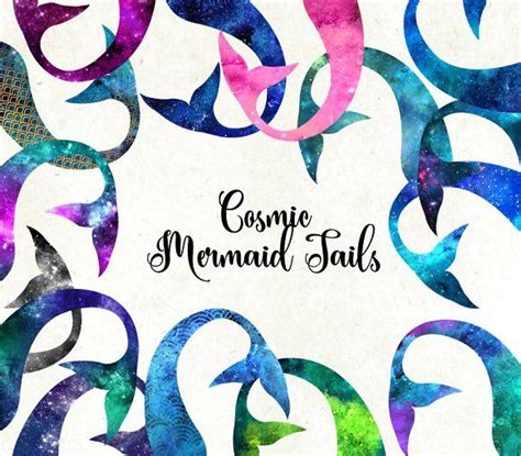 Cosmic Mermaid Tails Clipart By Digital Curio Graphic Graphics