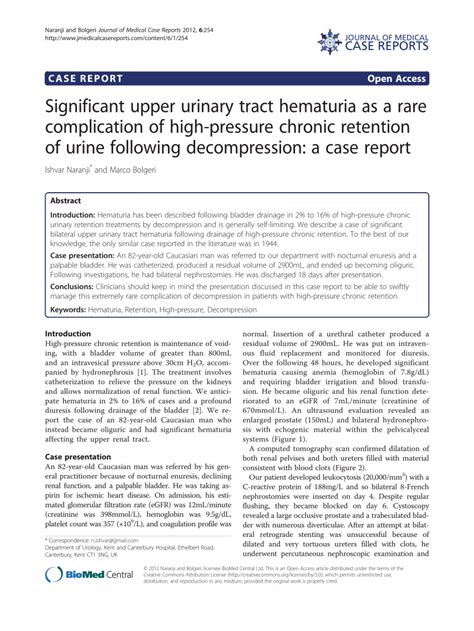 Pdf Significant Upper Urinary Tract Hematuria As A Rare Complication