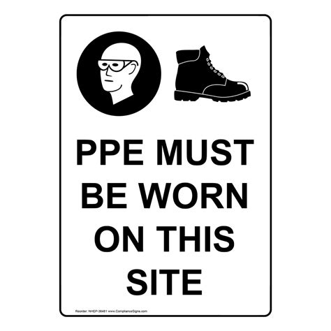 Portrait Eye And Ear Protection Required Sign With Symbol Nhep 36501