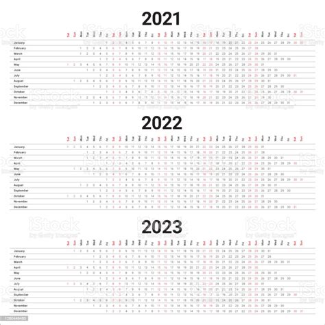 Modello Di Progettazione Vettoriale Calendario Anno 2021 2022 2023 Immagini Vettoriali Stock E