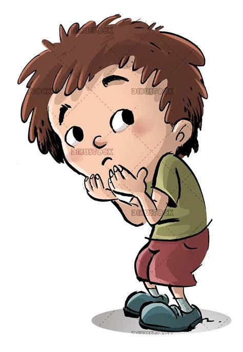 Scared Boy With Hands On Face Dibustock Ilustraciones Infantiles De