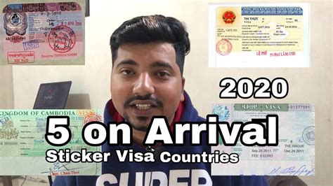 On Arrival Sticker Visa Countries For Indian Passport Youtube