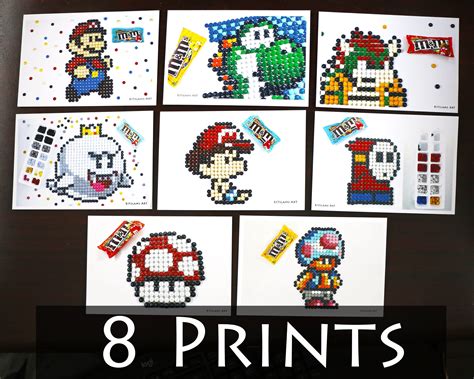MARIO 8 PRINTS - Mario Art, Mario Art Set, Mario Art Collection, Mario Fan Art, M&M Art, Yoshi ...