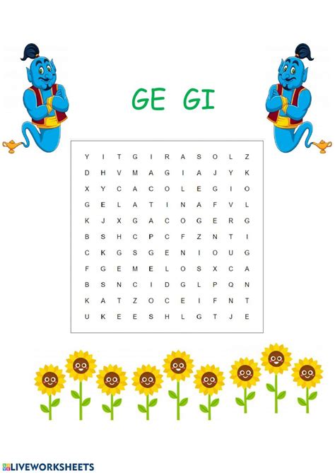 Palabras Con Ge Gi Ficha Interactiva Words Worksheets Word Search