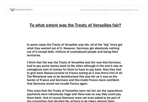 To What Extent Was The Treaty Of Versailles Fair Gcse History