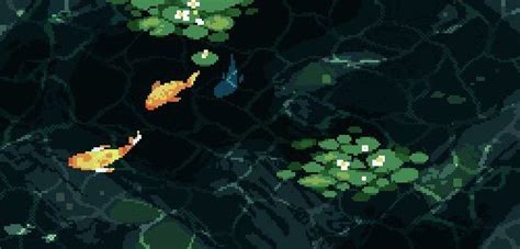 Koi Fish Pixels Pixel Art Background Pixel Art Green Aesthetic