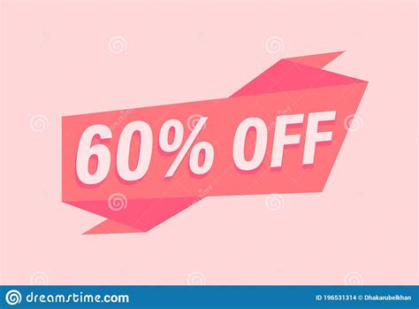 60 Off Sale Discount Banner Discount Offer Price Tag Stock Vector