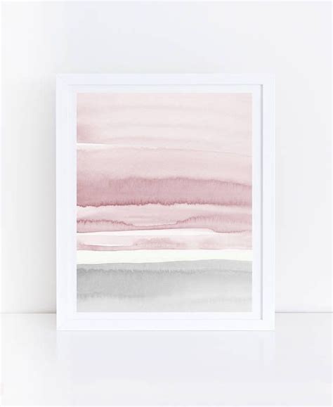 Blush Pink And Grey Abstract Art Watercolor Printable Art Etsy Grey