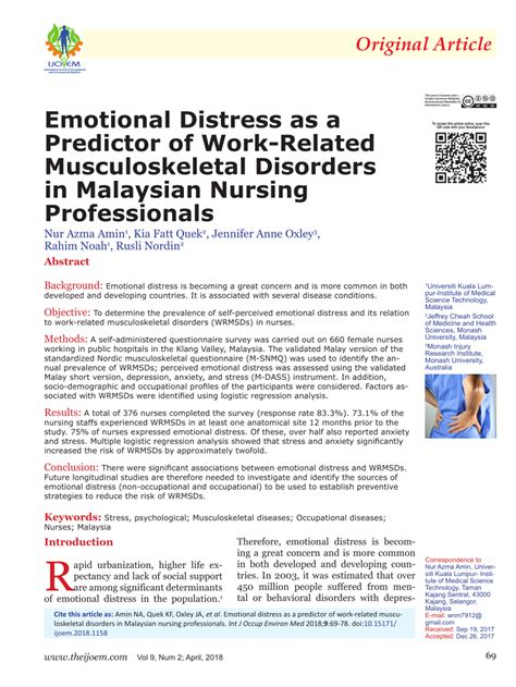 Rejecting attempts to portray the situation as unprecedented, malaysians pointed out online that. (PDF) Emotional Distress as a Predictor of Work-Related ...