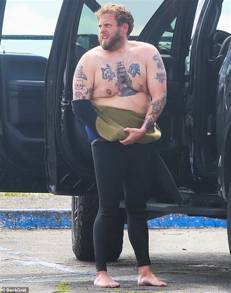 Jonah Hill Pulls Down His Wetsuit In Malibu To Show Off His Bare Chest Daily Mail Online