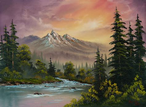 Mountain Sunset Painting By C Steele