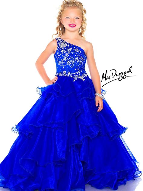 One Shoulder Beaded Bodice Ruffled Organza Sugar Little Girl Pageant