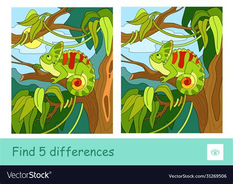 Find Five Differences Quiz Learning Children Game Vector Image