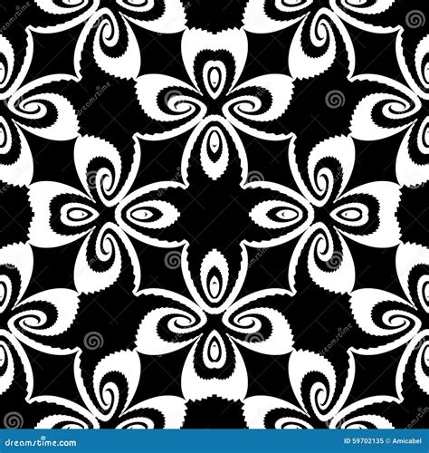 Design Seamless Monochrome Flower Pattern Stock Vector Illustration