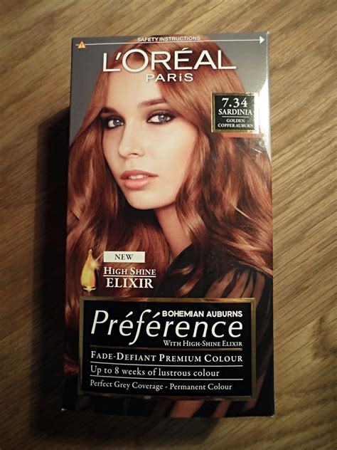 elbel beauty loreal preference sardinia  golden copper auburn hair dye