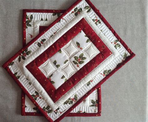 Christmas Placemats Quilted Placemats Red And White