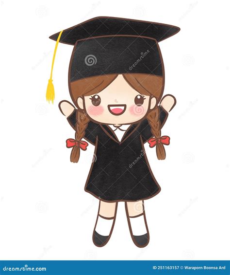 Drawing Graduating Happy Student Girl Stock Illustration Illustration