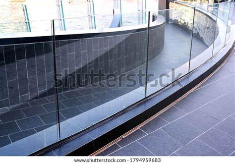 Tempered Laminated Glass Railing Walkway Balcony Stock Photo 1794959683