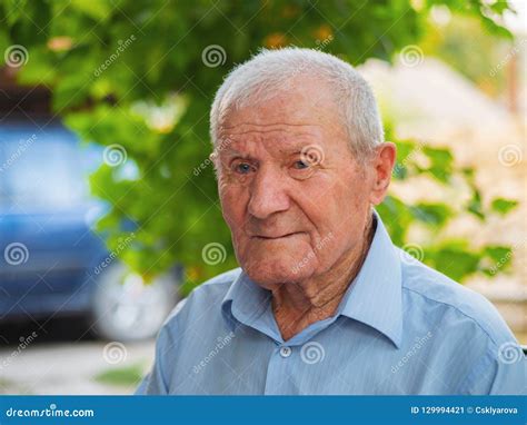 Very Old Man Portrait Grandfather Relaxing Outdoor At Summer Portrait Aged Elderly Senior