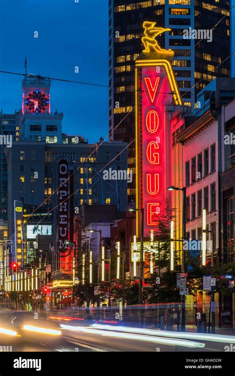 Night View Of Granville Street Vancouver British Columbia Canada