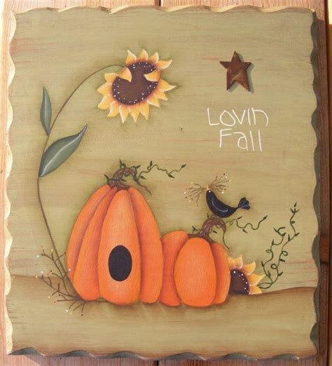 Handpainted Wooden Primitive Autumn Plaque Fall Decor Wall Hanging On