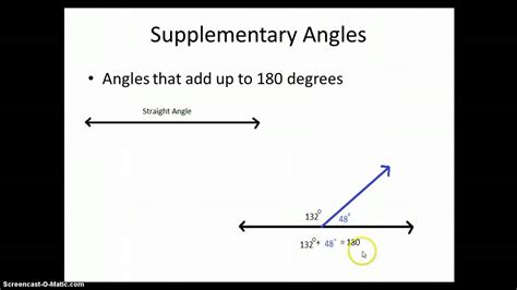 Complementary And Supplementary Angles Youtube