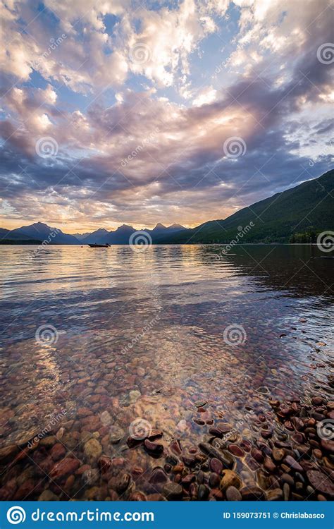 Lake Mcdonald Sunrise In Glacier National Park Stock Image Image Of