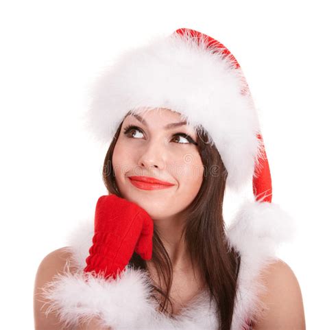Christmas Girl In Santa Hat Stock Image Image Of Dress Female 11902637