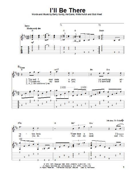 Let me fill your heart with joy and laughter togetherness, well that's all i'm after whenever you. I'll Be There Sheet Music | The Jackson 5 | Guitar Tab