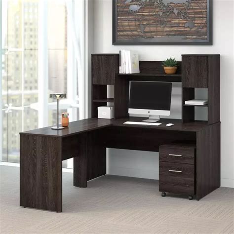 Kensington 60w L Shaped Desk With Hutch And Drawers By Bush Furniture
