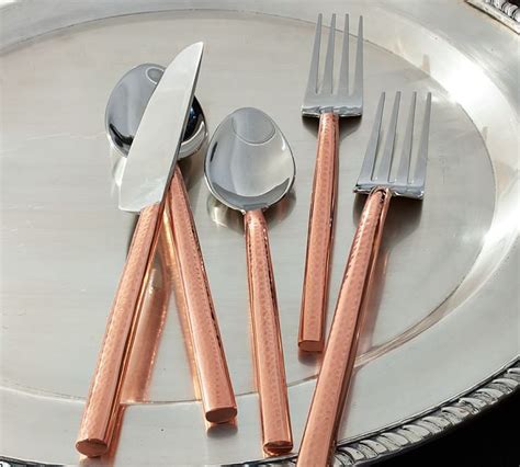 copper flatware handled cutlery setting gold place rose sets piece pottery barn popsugar tabletop dinnerware potterybarn stainless quicklook scroll