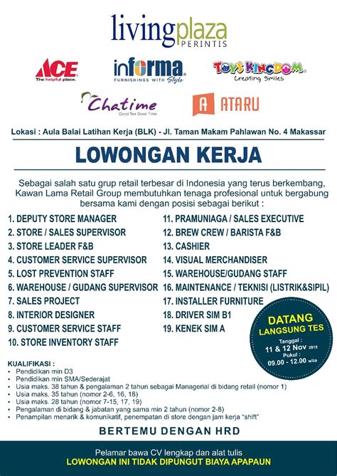Strong communication and interpersonal skill. Lowongan Kerja Loker SMA SMK D3 S1 Kawan Lama Makassar ...
