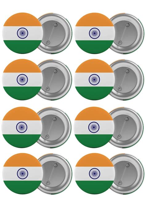 Hindistan Bayrağı Çanta Rozeti Seti 8 Adet En Büyük Boy 5 8Cm Iğn