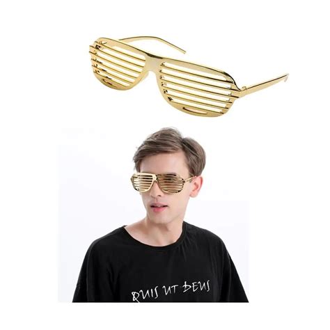 Novelty Gold Plastic Shutter Shades Sunglasses Glasses Funny Fancy Dress Costume Party Photo