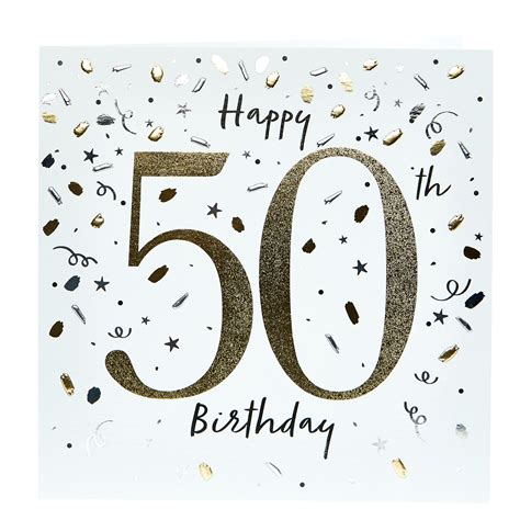 Buy Platinum Collection 50th Birthday Card White And Gold For Gbp 149