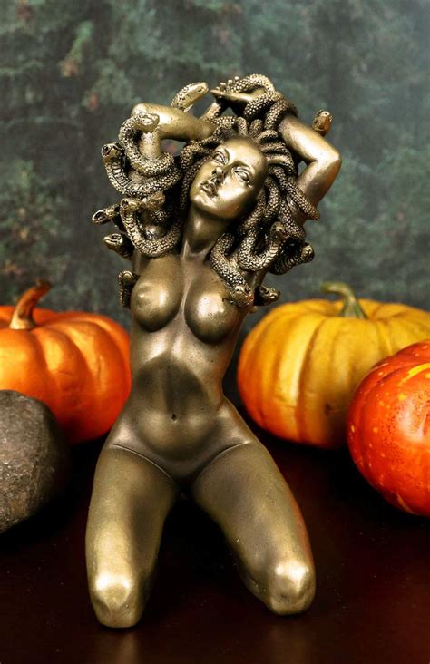 Buy Ebros Greek Mythology Kneeling Nude Goddess Medusa With Snake Hair Statue Tall Temptation