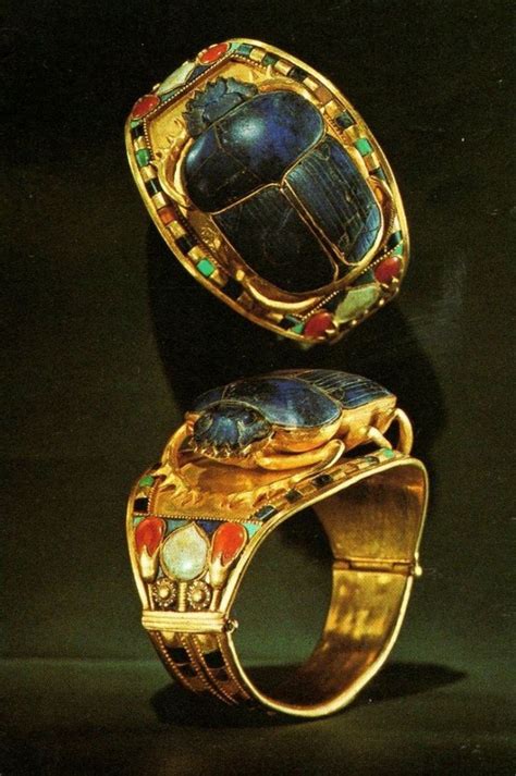 Bracelets Found Igold Bangle With Openwork Scarab Encrusted With Lapis