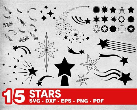 Stars Svg Bundle Star Vector Shooting Stars Svg File For Cricut