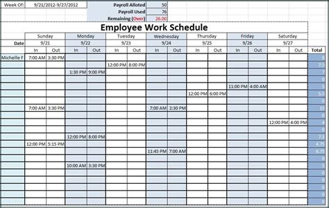 》free Printable Weekly Employee Schedule Template Excel