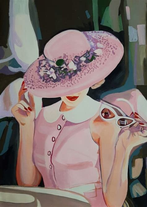 Lady With Hat 100 X 70 Cm Painting By Alexandra Djokic Artmajeur