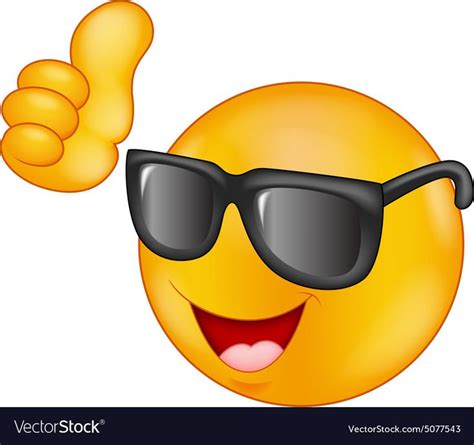 Illustration Of Smiling Emoticon Wearing Sunglasses Giving Thumb Up