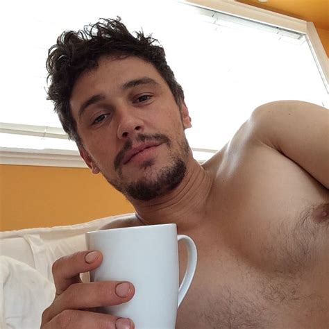 James Franco Relaxed Shirtless With His Morning Coffee After His