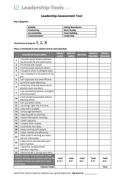 leadership style assessment free printable free printable templates