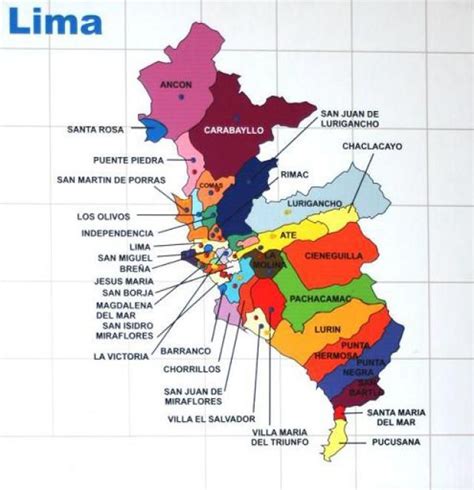 Estructura Distrital De Lima Metropolitana Peru Mapa Mapas Lima