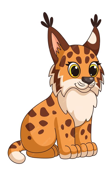 Premium Vector Baby Lynx Wild Cat Mascot Cute Cartoon Character
