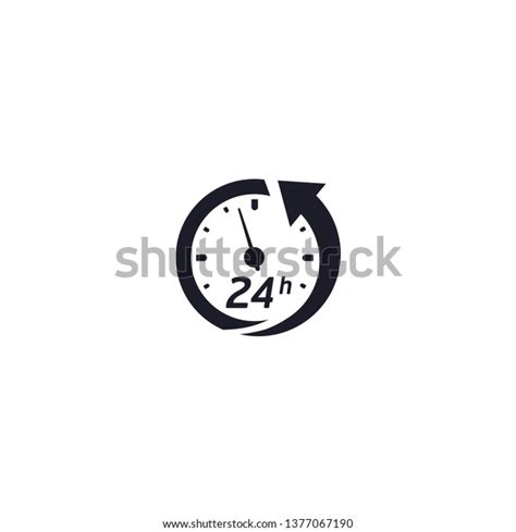 Black 24 Hours Service Icon White Stock Vector Royalty Free