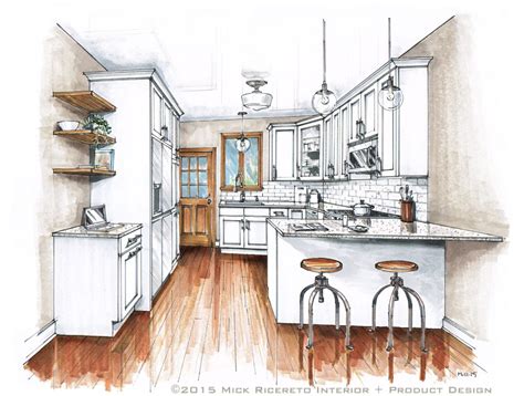 Small Kitchen Rendering By Mick Ricereto Bocetos De Diseño De